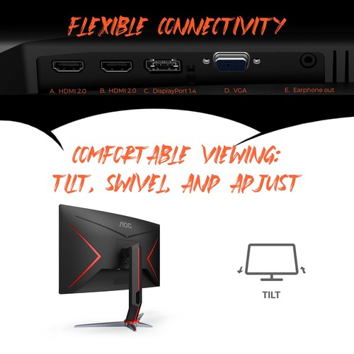 AOC - G2 Series C27G2 27 LED Curved FHD AMD FreeSync Monitor DisplayPort HDMI VG - Picture 5 of 7