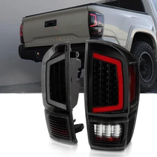 - for 2016-2022 Toyota Tacoma Full LED Light Bar Tail Lights Black Housing Smoke