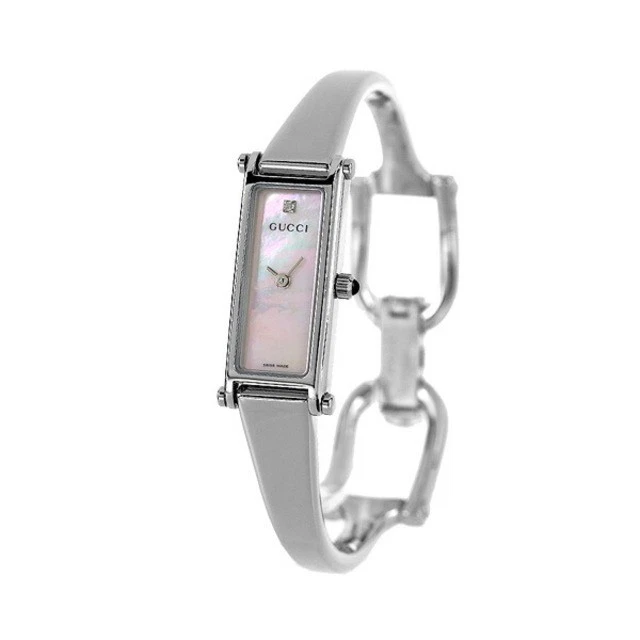 GUCCI Watch Women s YA015554 1500 Quartz Pink Shell x Silver Analog Display
