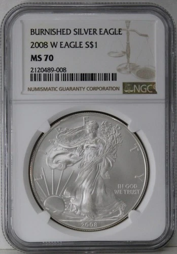 2008 W American Silver Eagle NGC MS70 Burnished