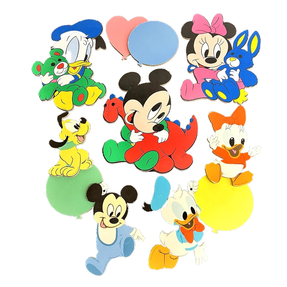 Juego de 8 globos de decoración de pared vintage Disney Baby Mickey Minnie Daisy Donald 1984 Foto 2 de 4