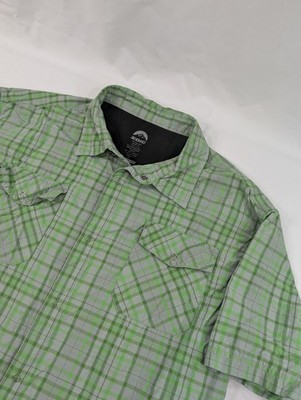 Zoic District Outdoor Shirt Men Large Green Gray Plaid Hiking Vented Shirt