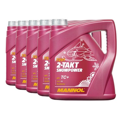 20 (5x4) Liter MANNOL 2-Takt Snowpower Mischöl f. Schneemobile API TC+, JASO FD