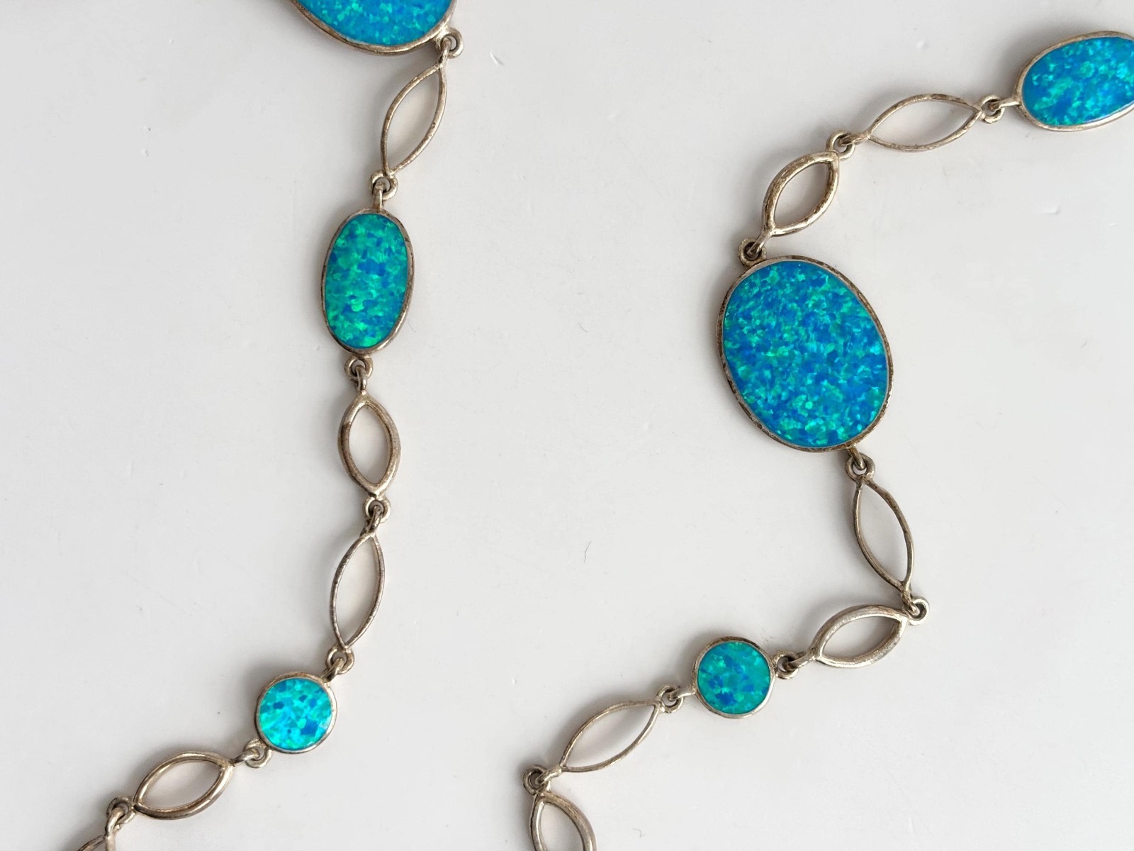 Blue Opal Gemstone Solid Sterling Silver 925 Vint… - image 3