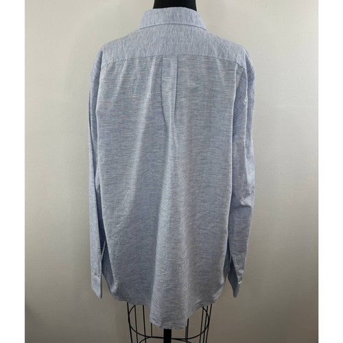 J. McLaughlin Blue Cotton-Linen Blend Button-Down Modern Fit Shirt Men's Size XL - Picture 4 of 7
