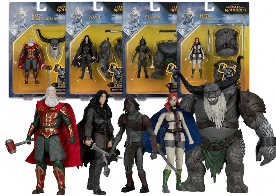 LOTR WAR OF THE ROHIRRIM BAF SNOW TROLL SET OF 4 HELM HERA WULF SHANK MCFARLANE