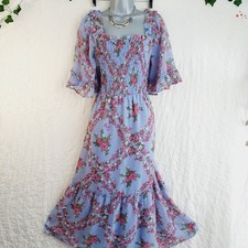 Gorgeous Simply Be Cornflower Blue Chiffon Dress Size 18