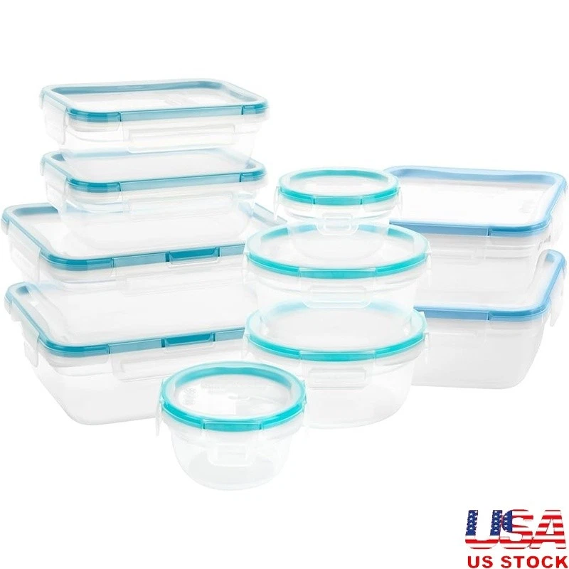 10 Pack BPA Free Plastic Food Storage Containers W/ Airtight Lids Microwave Safe