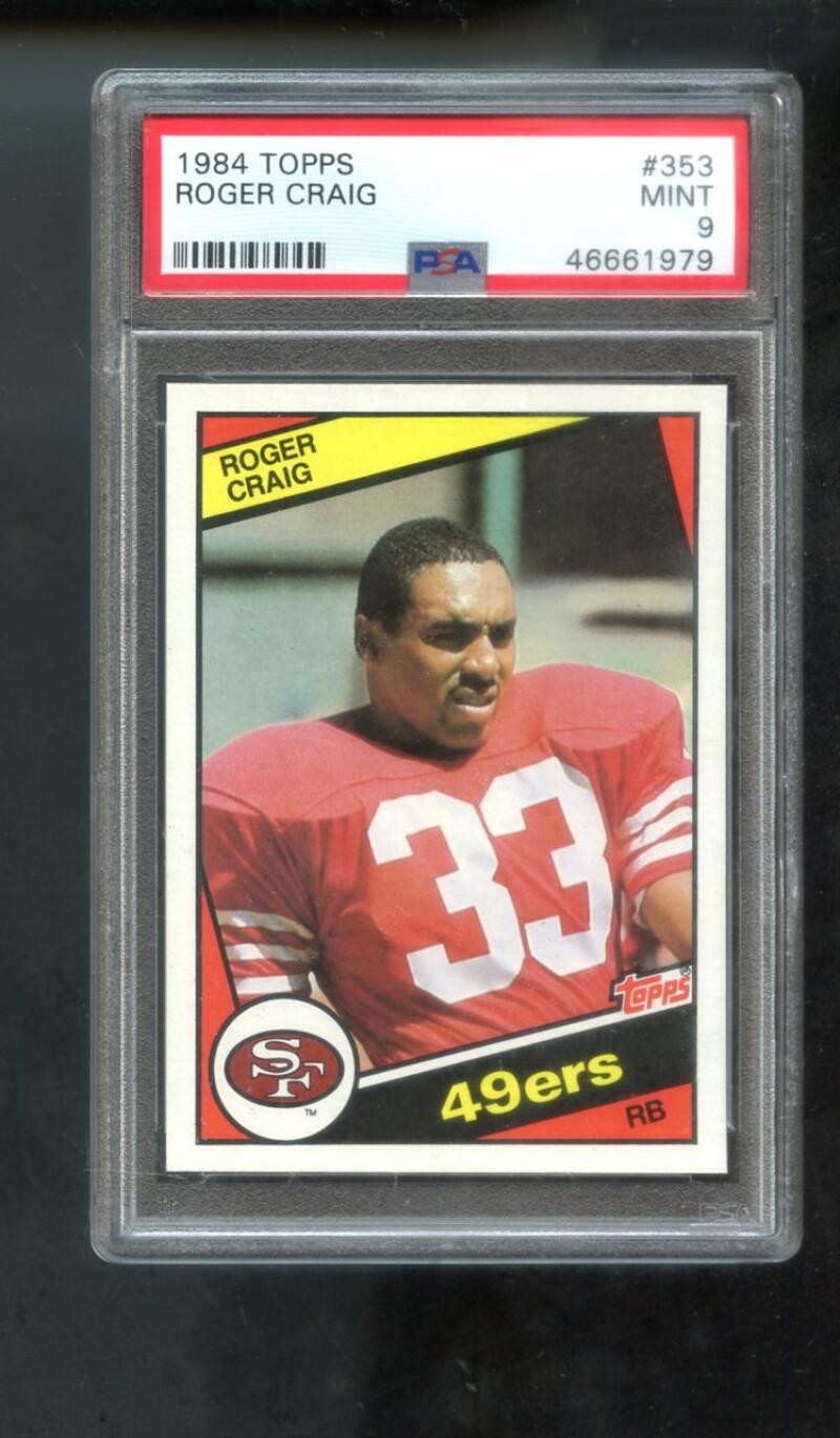 1984 Topps #353 Roger Craig 49ers ROOKIE RC MINT PSA 9 Graded Football Card NFL