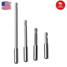4Pc Magnetic Extension Socket Drill Bit Holder Screwdriver 1/4" Hex Shank Quick