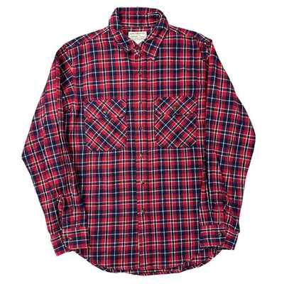 Edwin Flanellhemd Kariert Baumwolle Regular Langarm Rot Blau Herren Medium