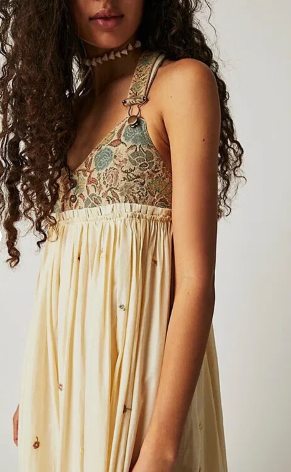 FREE PEOPLE Pretty Prairie Skirtall Vintage-Inspired Charm Ivory Sz XS RRP £228 image 2