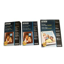 Bundle Lot 3 Epson Ultra Premium Photo Paper Glossy 4 x 6" 200  5 x 7"  20 
