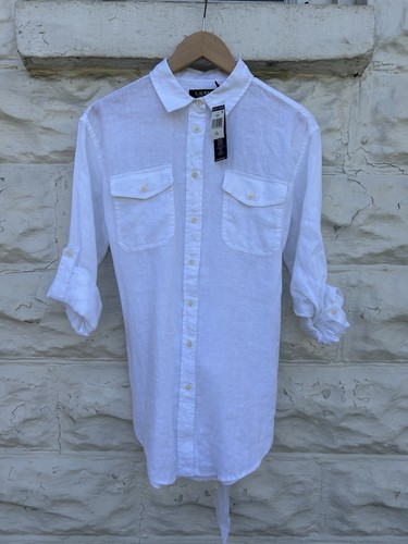 Lauren Raulph Lauren Shirt Women’s M White Button Up Long Sleeve Causal Linen