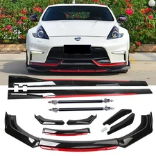 For Nissan 350Z 370Z GTR Glossy Black Red Front Bumper Lip Spoiler Splitter