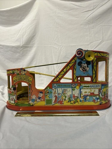 Vintage 1950’s J. Chein Tin Mechanical Windup Roller Coaster Toy