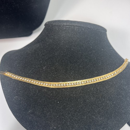 Vintage Gold Tone Clear Rhinestone Tennis Bracelet