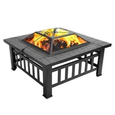 Portable Courtyard Metal Fire Bowl with Accessories Outdoor Heating BBQ Fire Pit