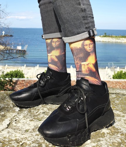 Mona Lisa Socks Funny Socks Adult Unisex Socks Crew Printed Socks Size 36-42 - Picture 5 of 15