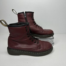 Dr Martens 1460J Combat Boots Size 3 US Burgundy Red Leather Boots