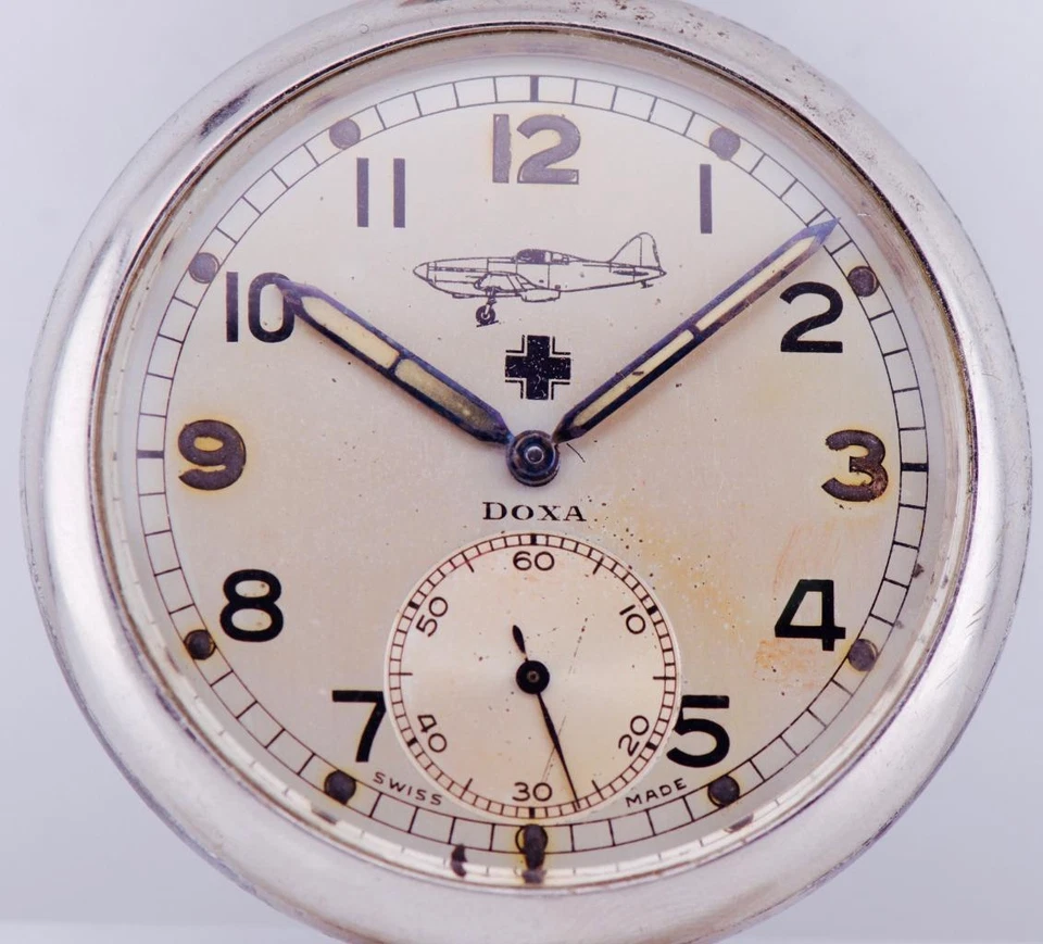 WWII Doxa Pocket Watch Military Pilot's Ace Award c1940's RARE Perfect Working - Image 2 of 4