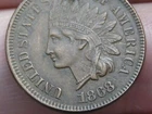 1868 Indian Head Cent Penny- AU Details, Nearly 4 Diamonds