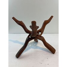 Vintage Hand Carved Wooden Folding Bowl Holder