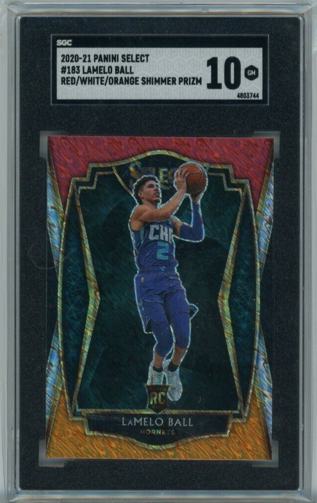 2020 LaMelo Ball Panini Select Red White Orange Shimmer SGC 10 GEM RC #183