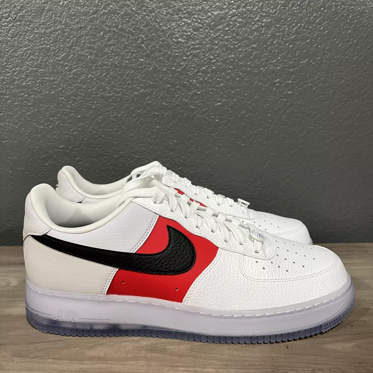 Nike Air Force 1 ‘07 LV8 EMB Icy Soles White Black Red CT2295-110 Mens 11  No Lid