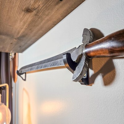Horizontal Sword Wall Mount: Sturdy Display for Katana, Broadsword & More