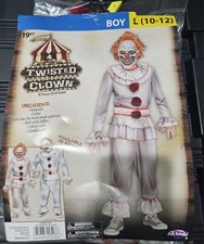 Fun World Twisted Clown Scary Halloween Costume Boys Child L 10-12 