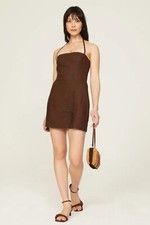 Reformation Linda Linen Dress in Brown