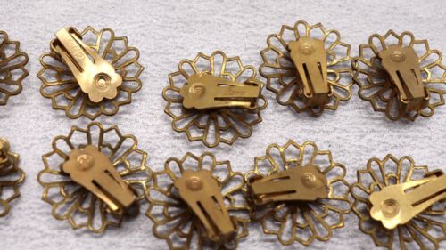 Lot 11 Vintage Art Deco MCM Antique Coro Earring Blanks for Clip-On Earrings 1" - Picture 6 of 10