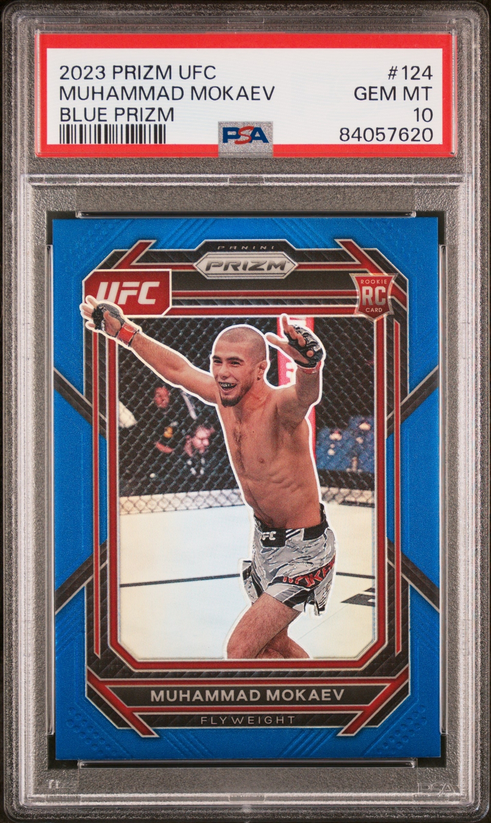 2023 PANINI PRIZM UFC BLUE PRIZM #124 MUHAMMAD MOKAEV 148/175 PSA 10