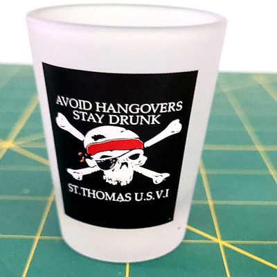 Avoid Hangovers Stay Drunk US Virgin Islands Souvenir Frosted Shot Glass Tequila