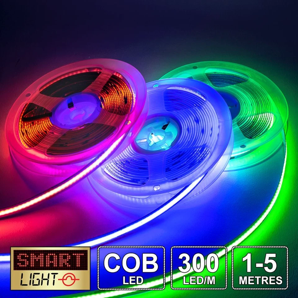 SMARTLIGHT 1-5M/12V COB Continuous Glow Flexible LED Strip/Tape *Dimmable*FAST SHIPPING*