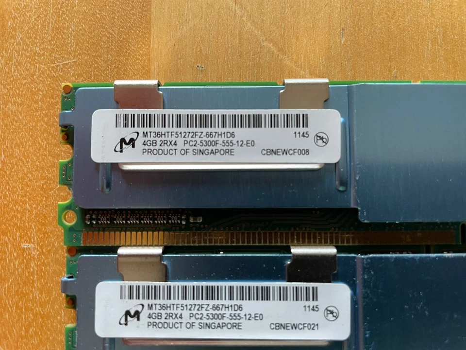 DELL Micron 4GB PC2 5300F 555 DIMM DDR2 MT36HTF51272FZ667H1D6 Server - Immagine 3 di 4