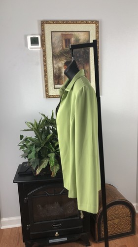 Dana Kay Women's Jacket Size 14 Green Long Sleeve Open Front Collared - Picture 3 of 8