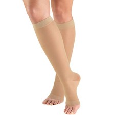 TruForm 1772 Lites Sheer Open Toe Knee Highs Compression 15-20mmHg Nude Size L