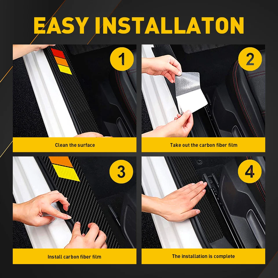 4x Accesorios Coche Fibra Carbono Puerta Alféizar Protector 5D 2021 para Toyota Foto 4 de 4