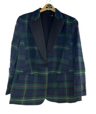 Lauren Ralph Lauren Tartan Plaid Blazer Women's Plus Size Green Wool Blend