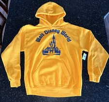 Retro Disney World castle sweatshirt Yellow hoodie disney parks SMALL S NEW WDW