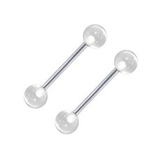 15 PC 14G 5/8" CLEAR BALL STEEL PIERCING TONGUE BARBELL NIPPLERINGS NIPPLE RINGS