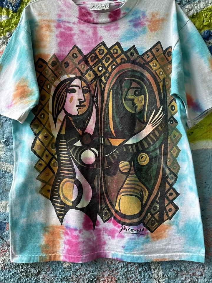 Camiseta Tie Dye Arte Abstracto Picasso Años 90 De Colección Talla Grande Foto 2 de 4