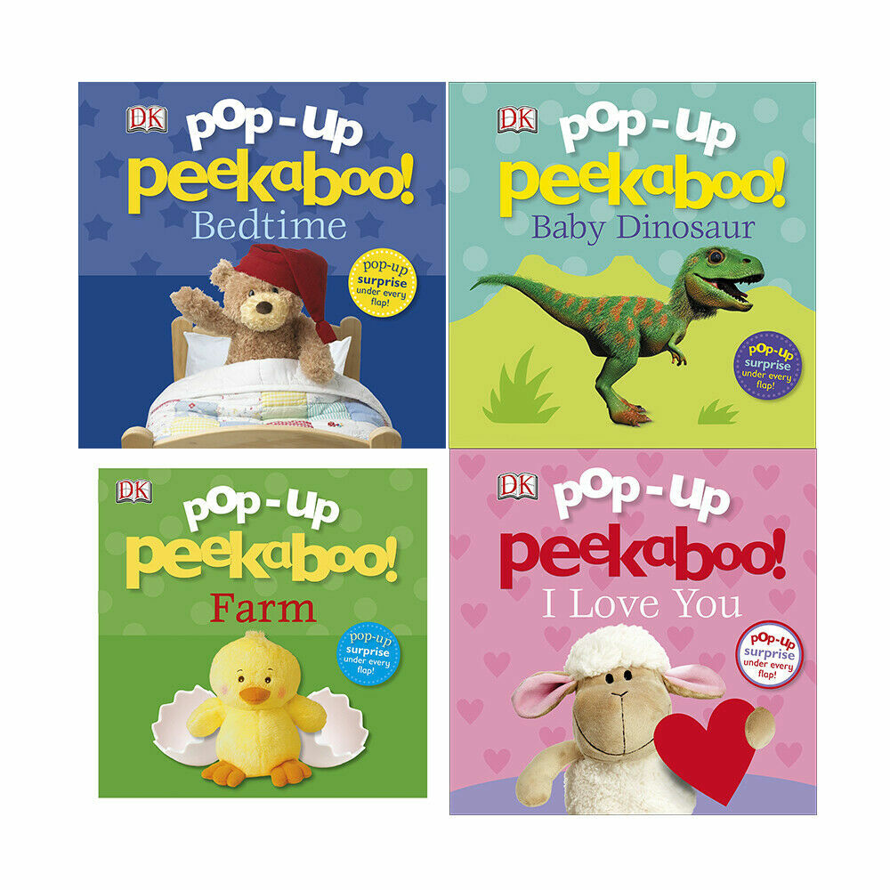 Pop-Up Peekaboo By DK 4 Books Set (Baby Dinosaur,I Love You,Bedtime Board,Farm )