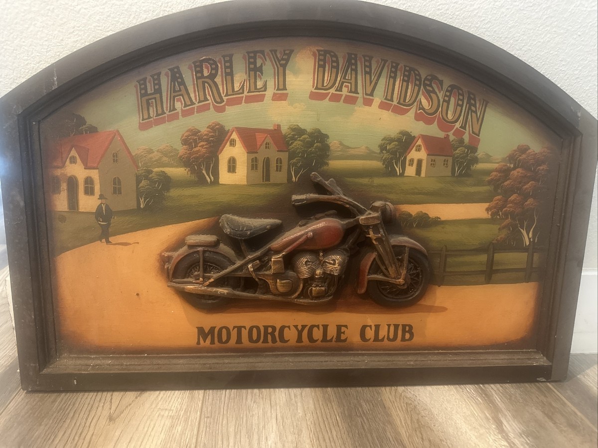 Vintage Harley Davidson Motorcycle Club 3D Wood Painted Sign