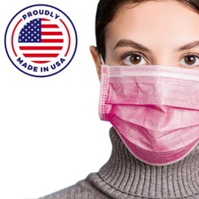 50 PCS PINK Color Face Mask Mouth Nose Protector Respirator Masks Made in USA