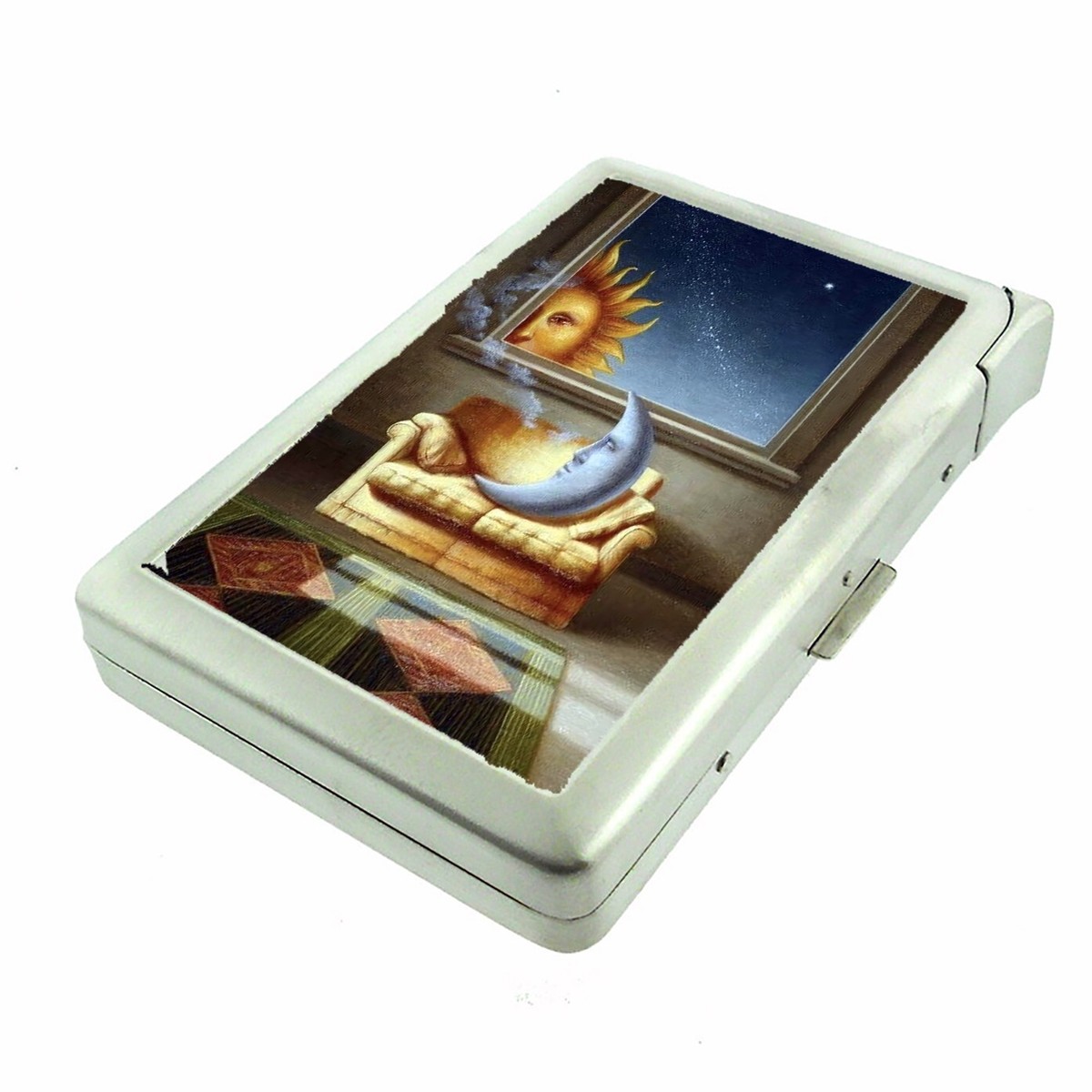 Celestial Whimsy Sun & Moon C5 Cigarette Case w/Built in Lighter
