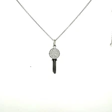 Tiffany & Co. 18k White Gold and Pave Diamond Modern Round Key