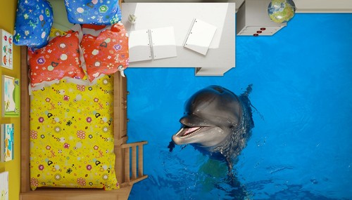 3D Dolphin Sea 33RAIN57 Floor WallPaper Murals Wall Print Decal AJ Honey - Picture 2 of 6